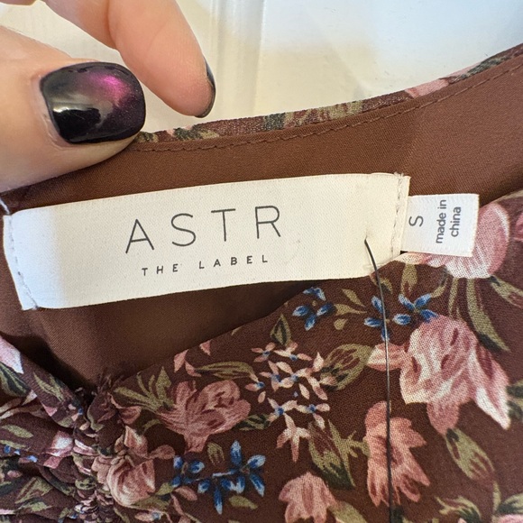 ASTR The Label Brown Floral Ruched Maxi Dress Puff Sleeve Romantic Small NWT - Picture 7 of 11
